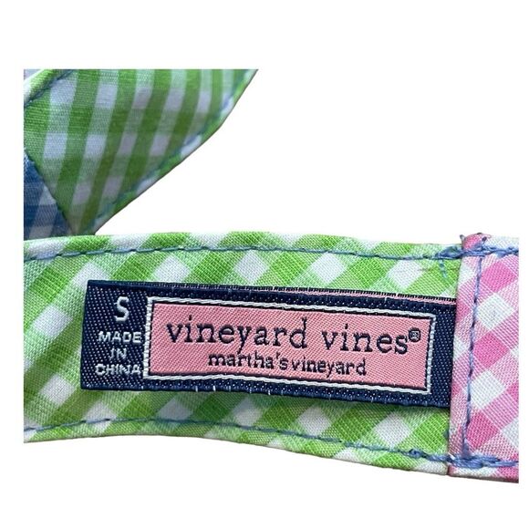 Vineyard Vines Gingham Check Canvas Belt Pink Blue Green Cotton D Rings Whale S - Picture 7 of 9